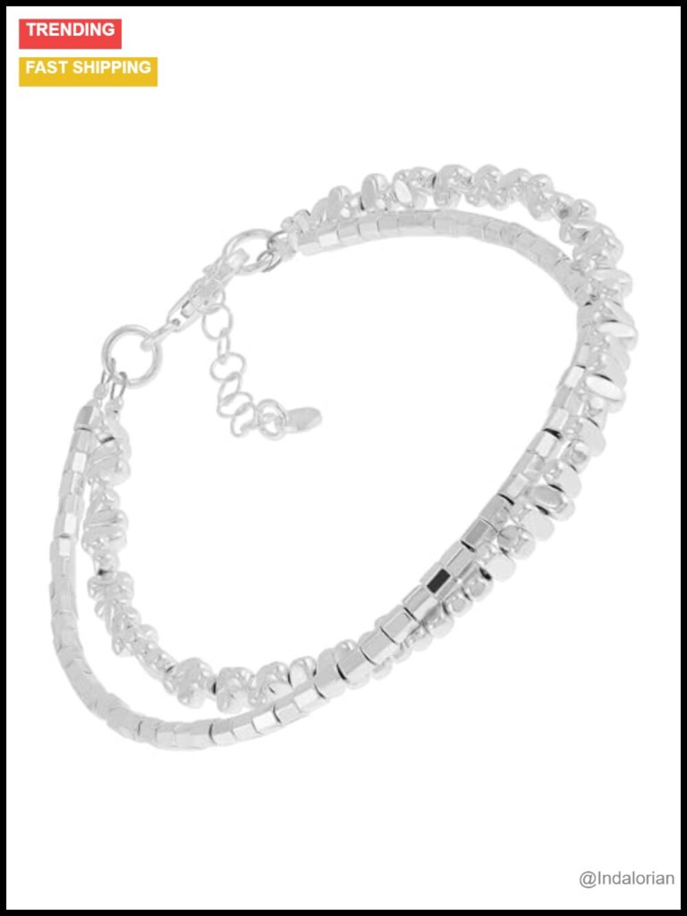 Sterling Silver Hematite Multi Strand Beaded Bracelet 8.25
